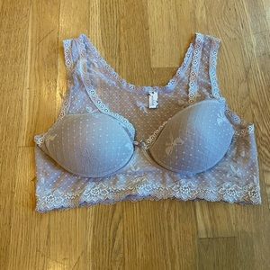 Wishlist Padded Bralette - Dove Grey with see through back 🎀 details
